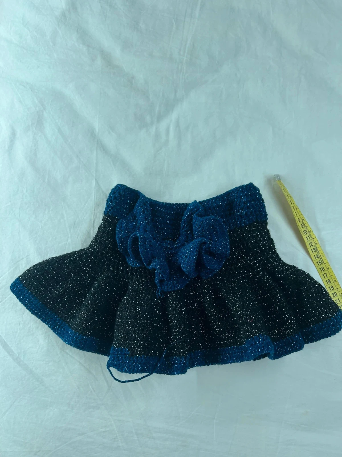Jupe cousue à la main taille unique vintage noir bleu